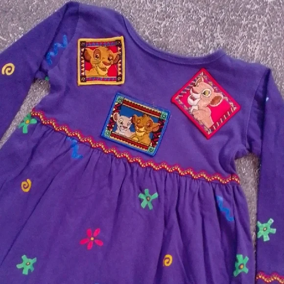 Vintage 90s Disney The Lion King Longsleeve Floral Dress - Picture 4 of 9